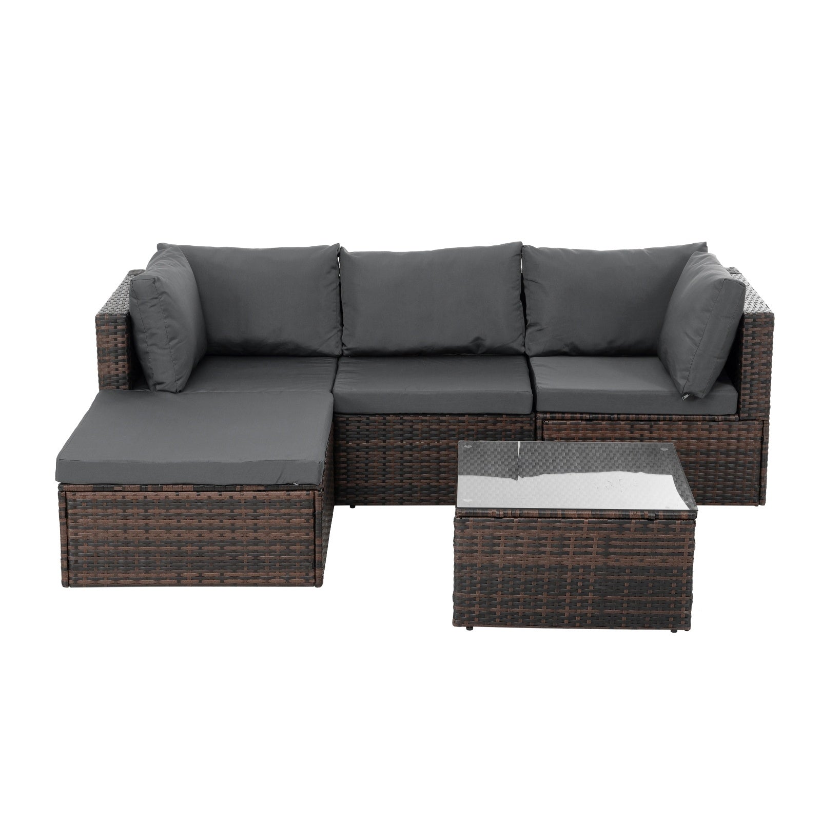Patio Furniture, Outdoor Furniture, Seasonal PE Wicker Furniture, 5 Set Wicker Furniture With Temper - Outdoor Chilling