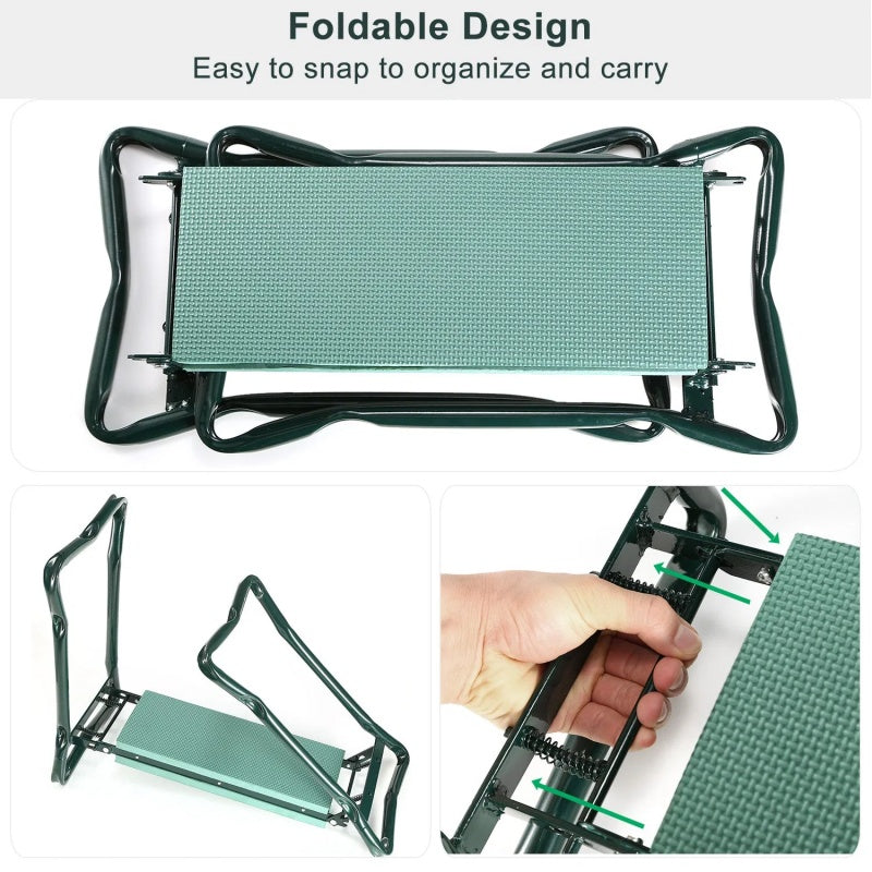 Foldable Garden Kneeler Seat With Kneeling Soft Cushion Pad Tools Pouch Portable Gardener - Outdoor Chilling
