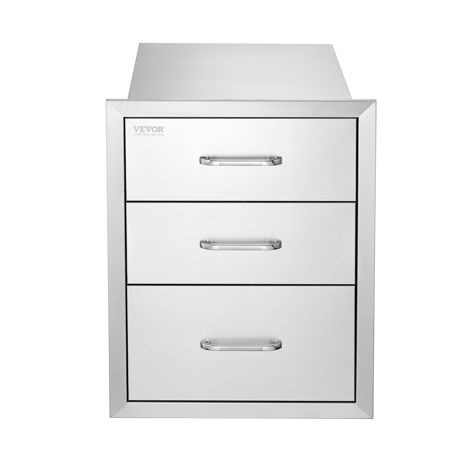 VEVOR 18x20.5 Inch Outdoor Kitchen Stainless Steel Triple Access BBQ Drawers With Chrome Handle, 18 X20.5 X 23 Inch - Outdoor Chilling