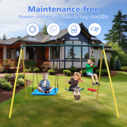 Indoor Outdoor Metal Swing Set With Safety Belt For - Outdoor Chilling