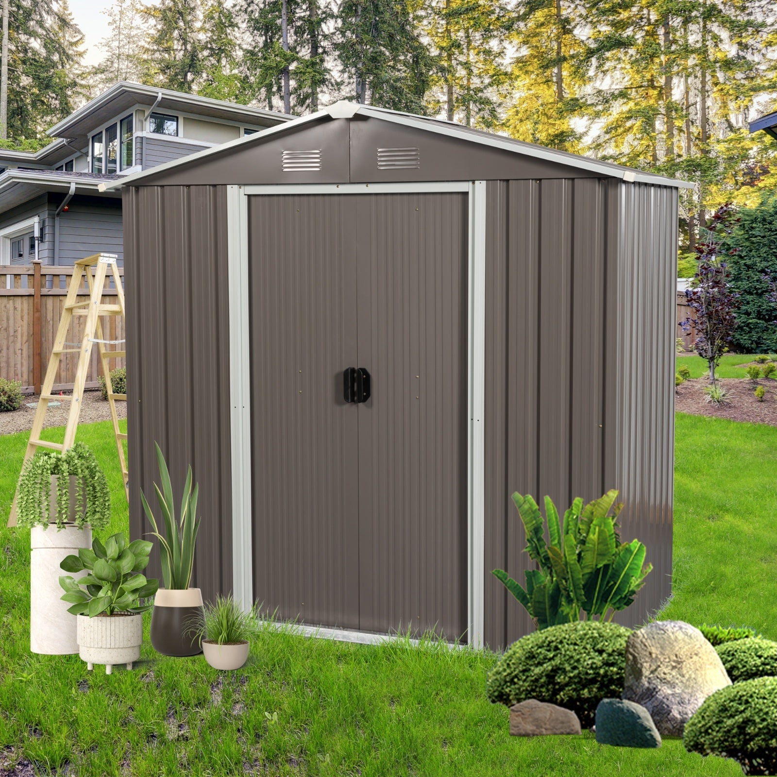 8ft X 4ft Outdoor Metal Storage Shed - Outdoor Chilling