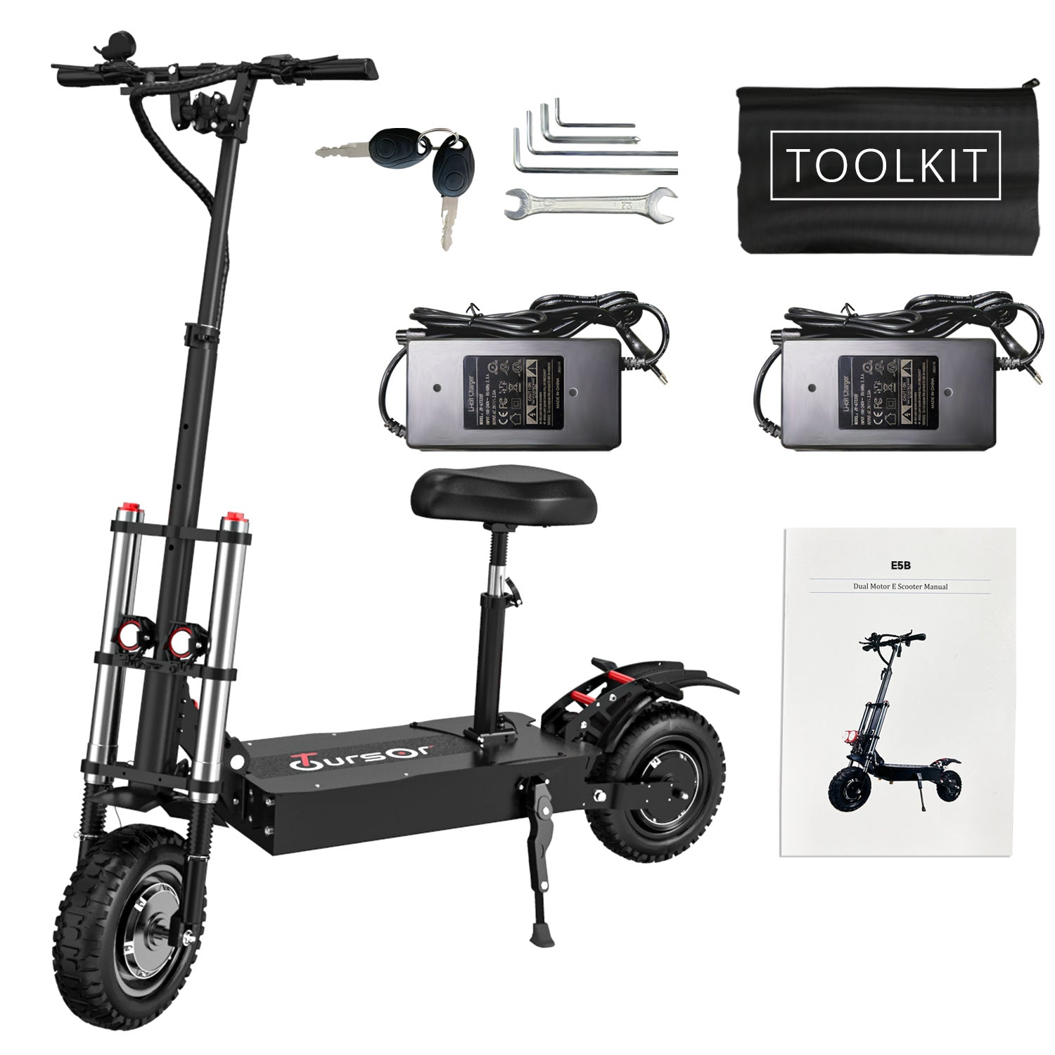 Electric Scooter With Seat, 6000W Power Dual Motor Top Speed 50MPH 60V 35Ah Battery 50 Miles Range, 11 Inch Off-Road Tires For Street Commuting And Limit Offroad - Outdoor Chilling