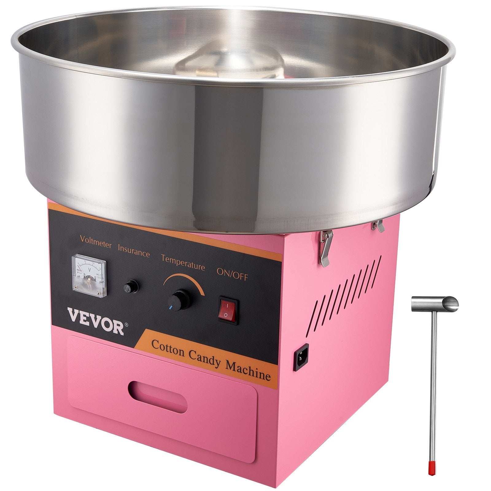 VEVOR Electric Cotton Candy Machine, 1000W Candy Floss Maker, Commercial Cotton Candy Machine With Stainless Steel Bowl, Sugar Scoop, And Drawer, Perfect For Home Kids Birthday, Family Party Pink - Outdoor Chilling