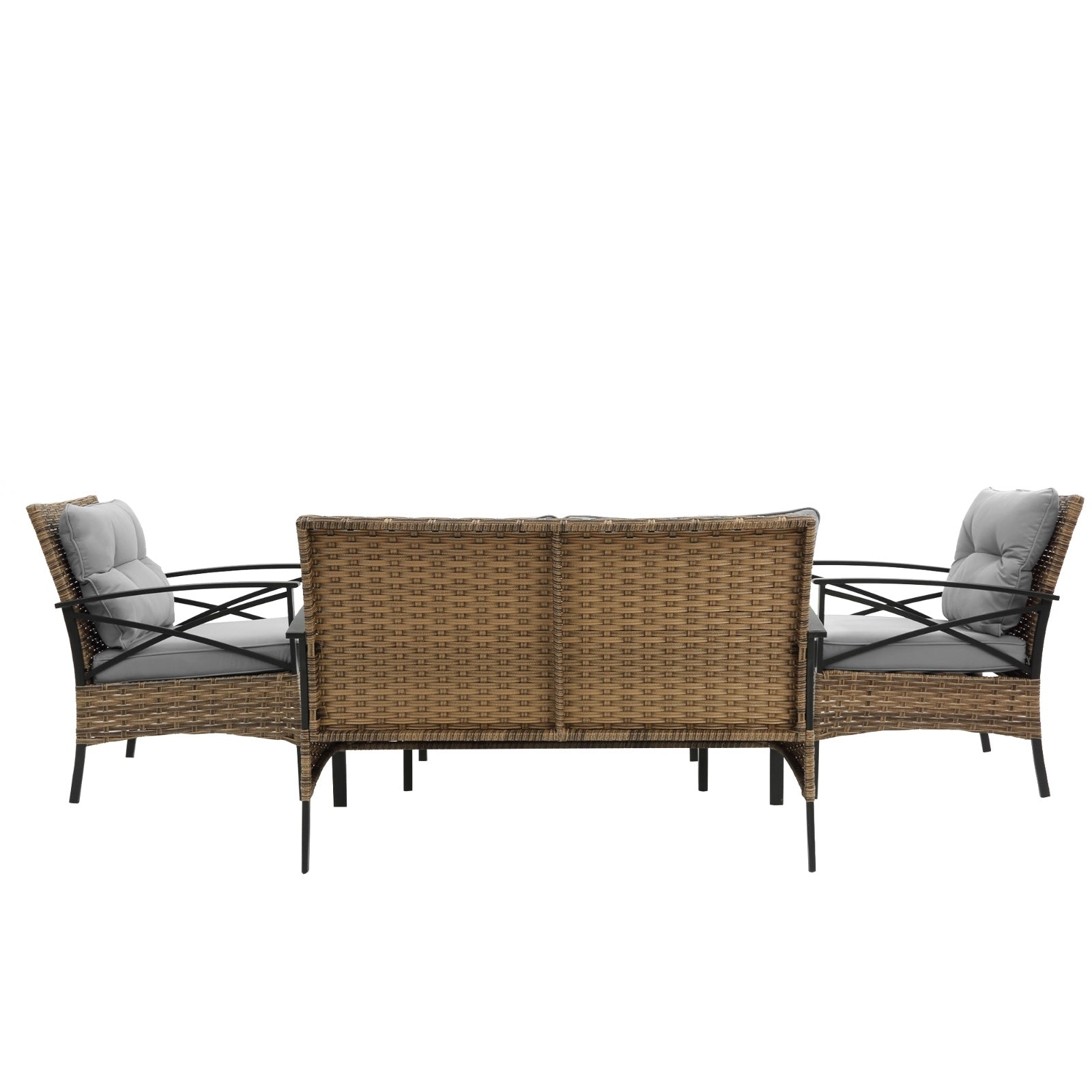 Patio 4Piece Sectional Sofa Set KD Rattan Wicker Outdoor Garden Furniture - Outdoor Chilling