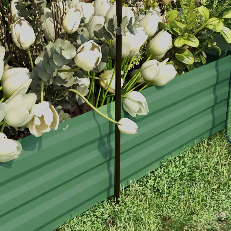 Galvanized Steel Planter Box With Crop Cage And Shade Cloth, Raised Garden Bed-Green