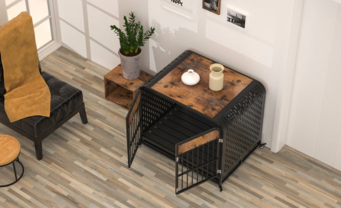 Heavy Duty Dog Crate Furniture Wooden Table 33inch Brown