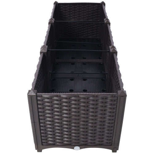 Deep Raised Garden Bed Plastic Planter Boxes For Vegetables Flowers Herbs And Succulents,Self-Watering Planter Box Raised Bed To Grow Flowers, Herbs & Vegetables, 47.2 L X 15.7 D X 14.7 H