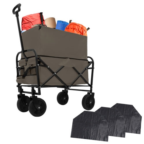 Minimeetall Multi-use Bag,Collapsible Foldable Wagon Cart Beach Wagon Heavy Duty Utility Cart Utility Wagon Grocery Cart For For Camping 3pcs Plastic Liner Bag Cover , Olive Green - Outdoor Chilling
