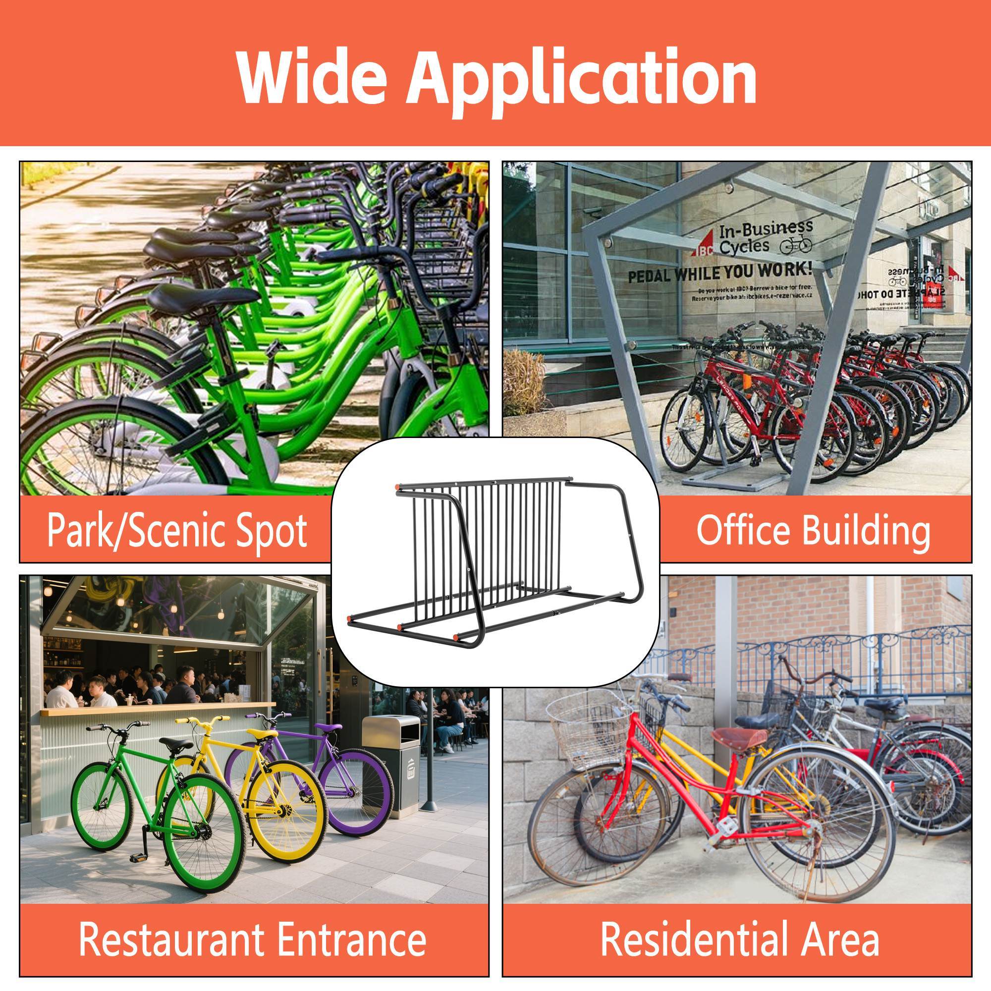 10-Bike Heavy-Duty Outdoor Bike Rack - Double-Sided Steel Storage Stand For Garages, Yards & Shops - Easy Assembly - Outdoor Chilling