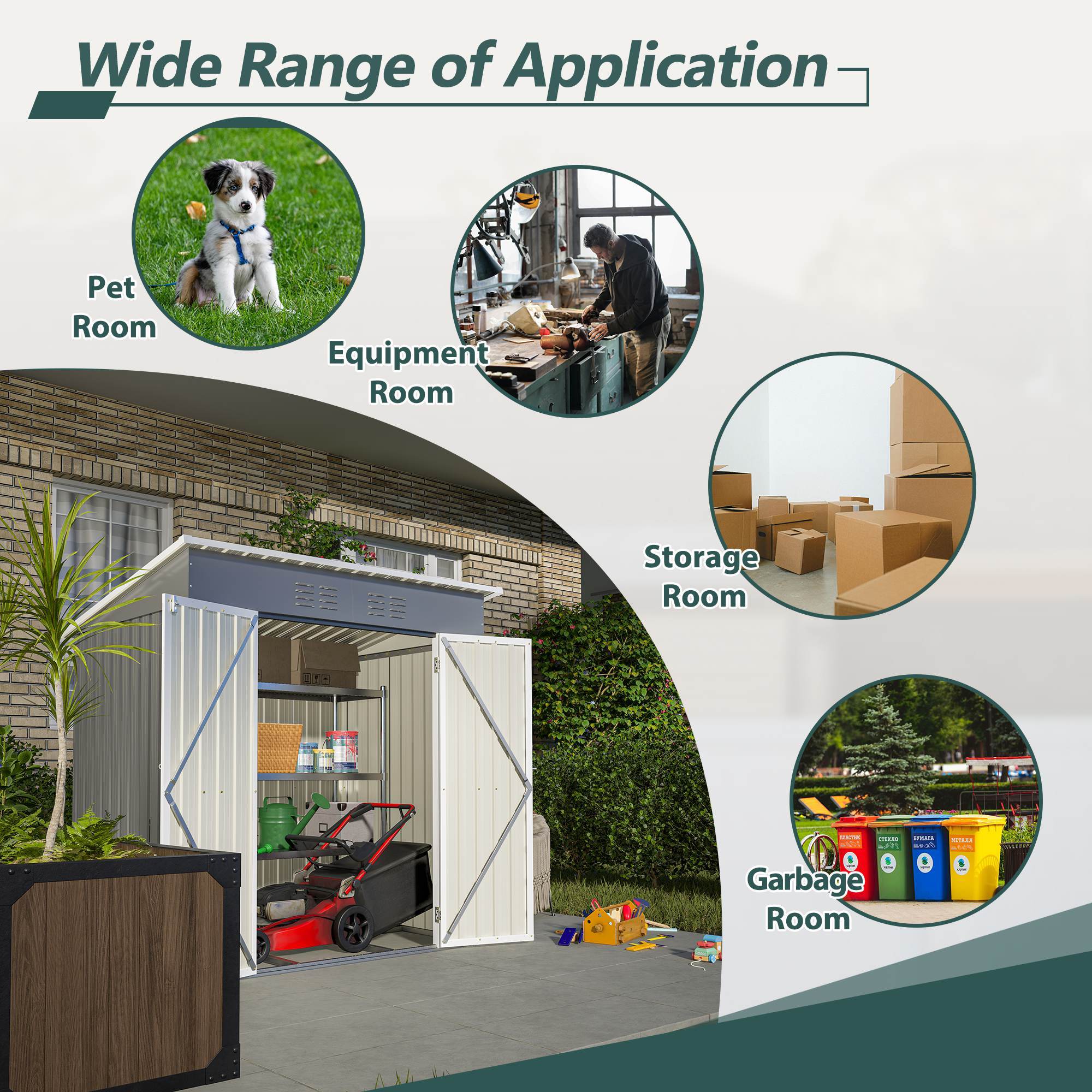6'x4' Outdoor Metal Storage Shed For Garden Tools Lockable Door With Floor Frame - Outdoor Chilling