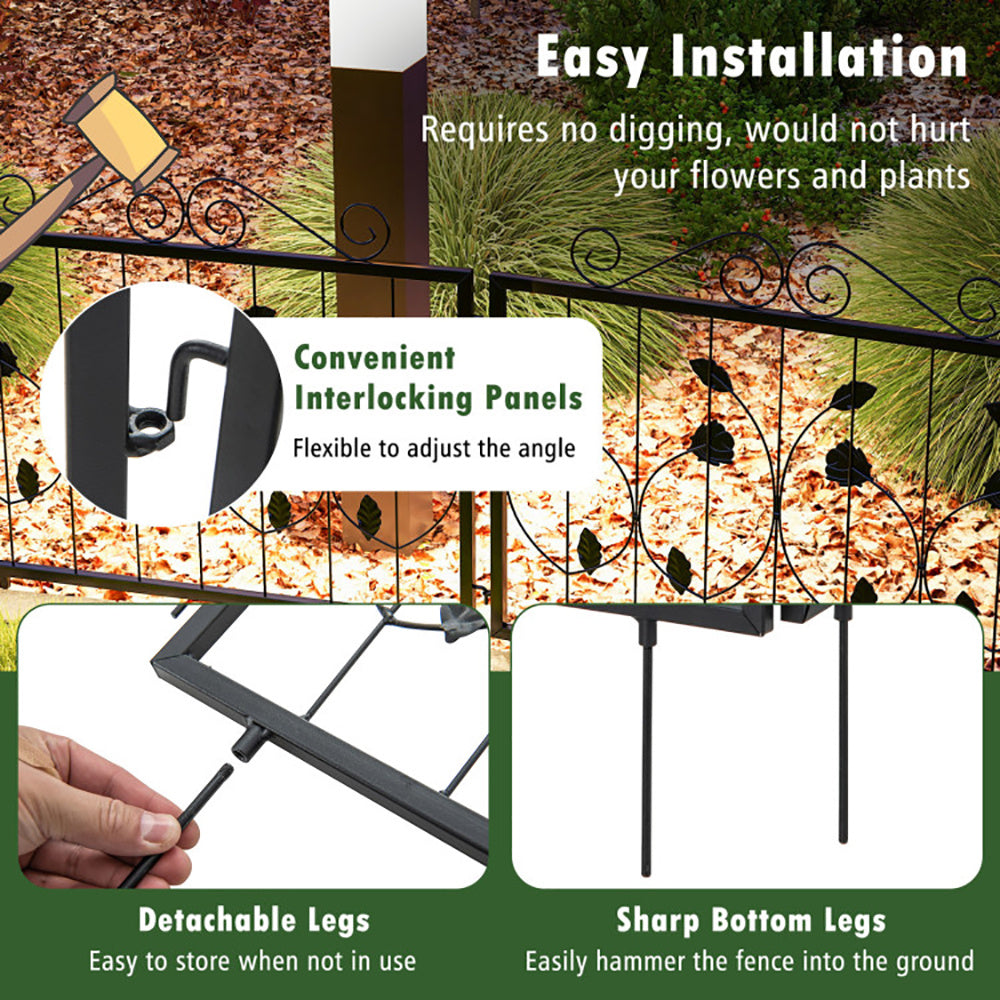 Decorative Garden Fence With 8 Panels Animal Barrier - Outdoor Chilling