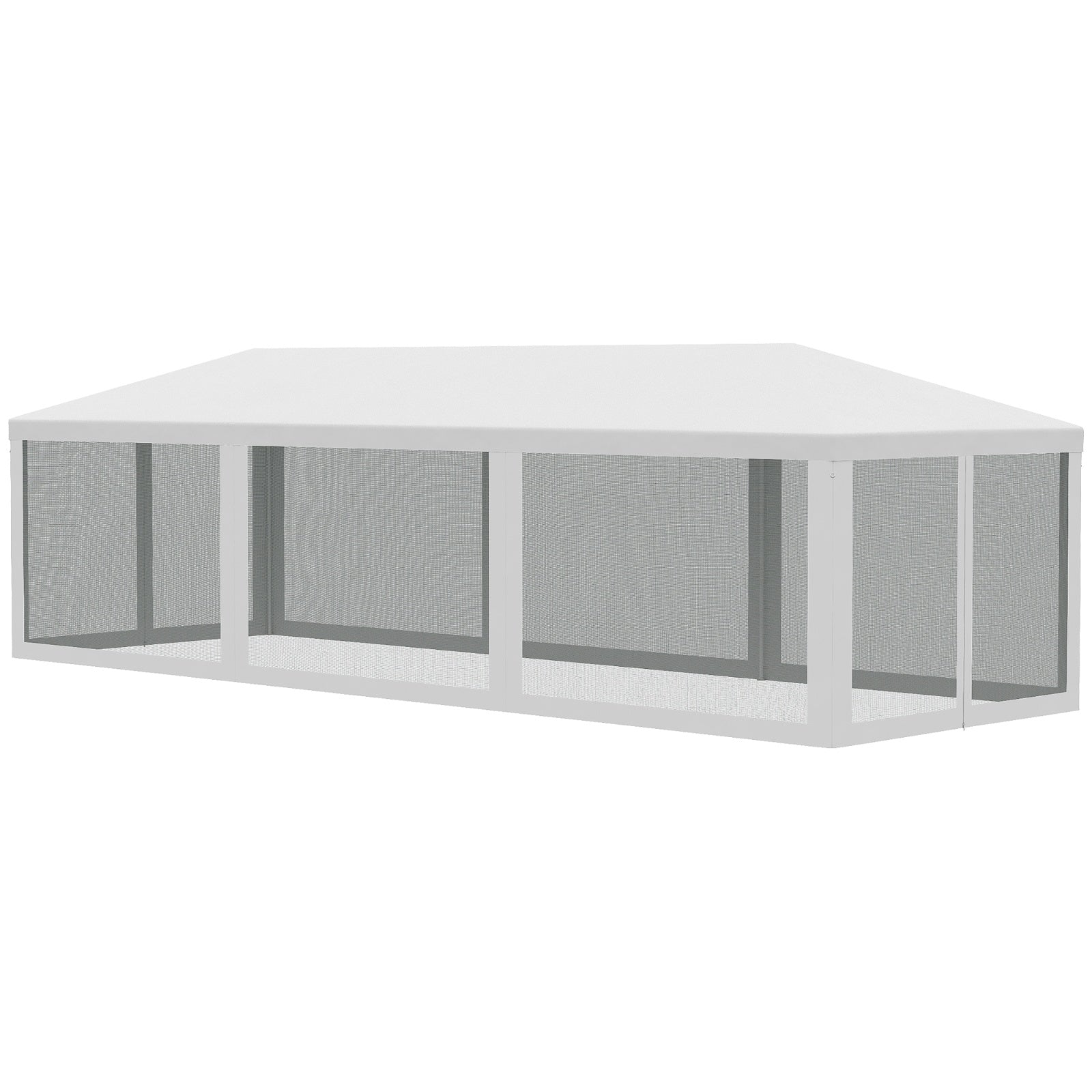Outsunny 10' X 28' Party Tent Canopy, Outdoor Event Shelter Gazebo With 8 Removable Mesh Sidewalls, - Outdoor Chilling