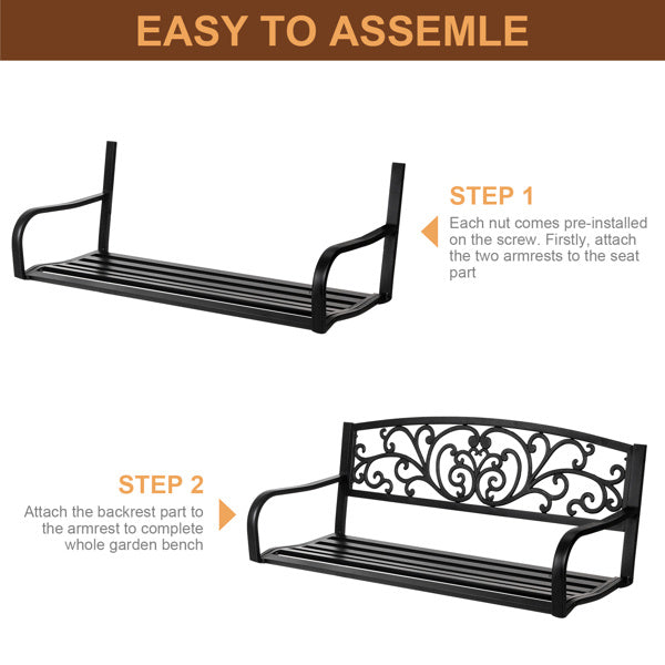 50 Inch PVC Butterfly Backrest Black Iron Bench - Outdoor Chilling