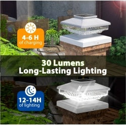 6 Pack Outdoor Solar Poat Cap Lights Cold White IP65 Waterproof For 4x4 5x5 6x6 Wood Posts In Garden Decor White - Outdoor Chilling