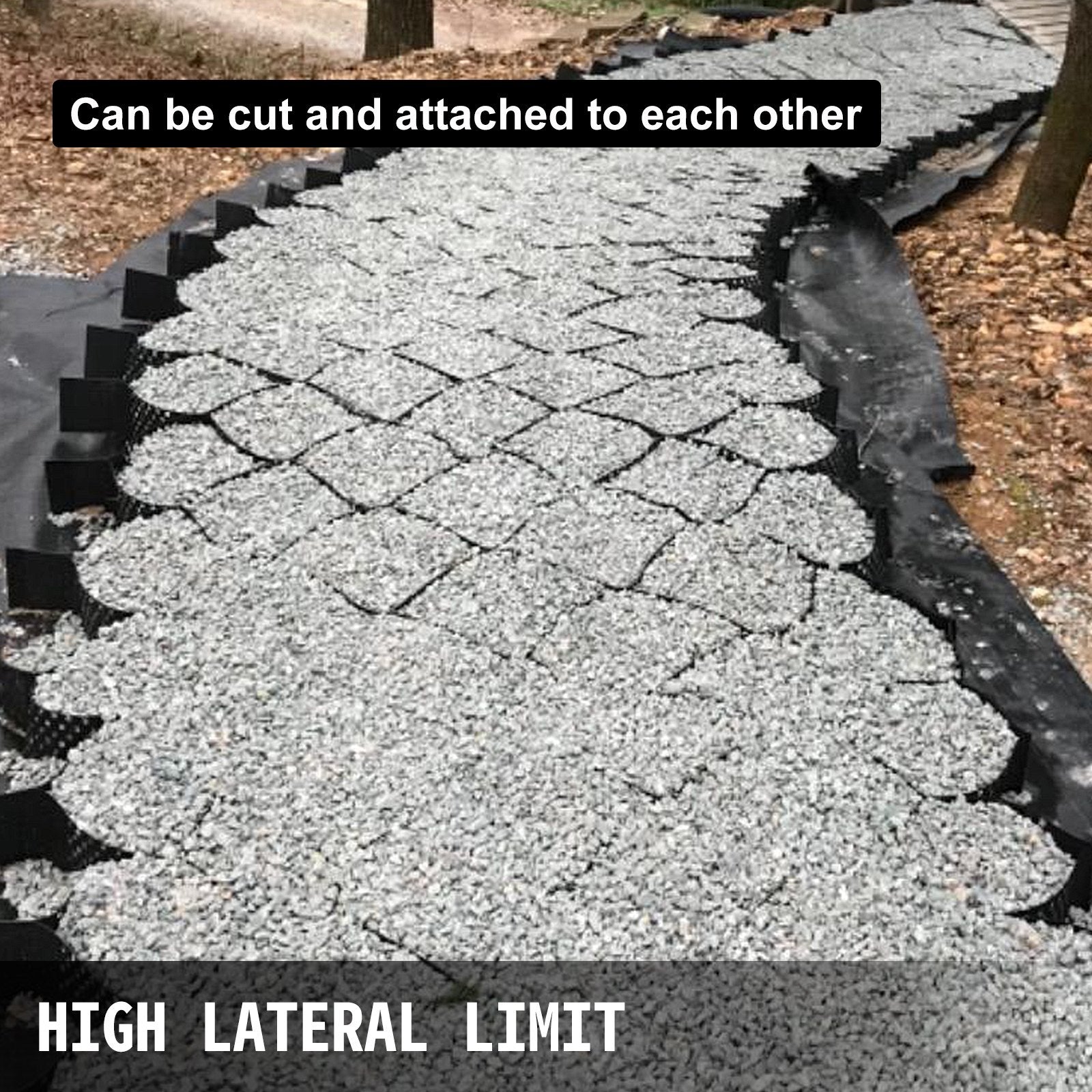 VEVOR Geo Grid Ground Grid 9x17 Ft, Geo Cell Grid 2 Inch Thick, Gravel Grid HDPE Material, Ground Stabilization Grid 1885 LBS Per Sq, Tensile Strength Gravel Ground Grid For Slope Driveways, Garden - Outdoor Chilling