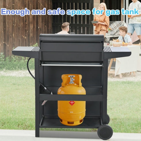 Propane Gas Grill 4 Burner Barbecue Grill, Stainless Steel 34,000 BTU Patio Garden Barbecue Grill With Two Shelves, Lid, Wheels And Bottle Opener - Outdoor Chilling