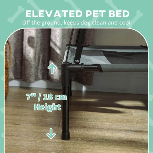 Paw Hut Elevated Portable Dog Cot Pet Bed With UV Protection Canopy Shade, 24 Inch, Gray