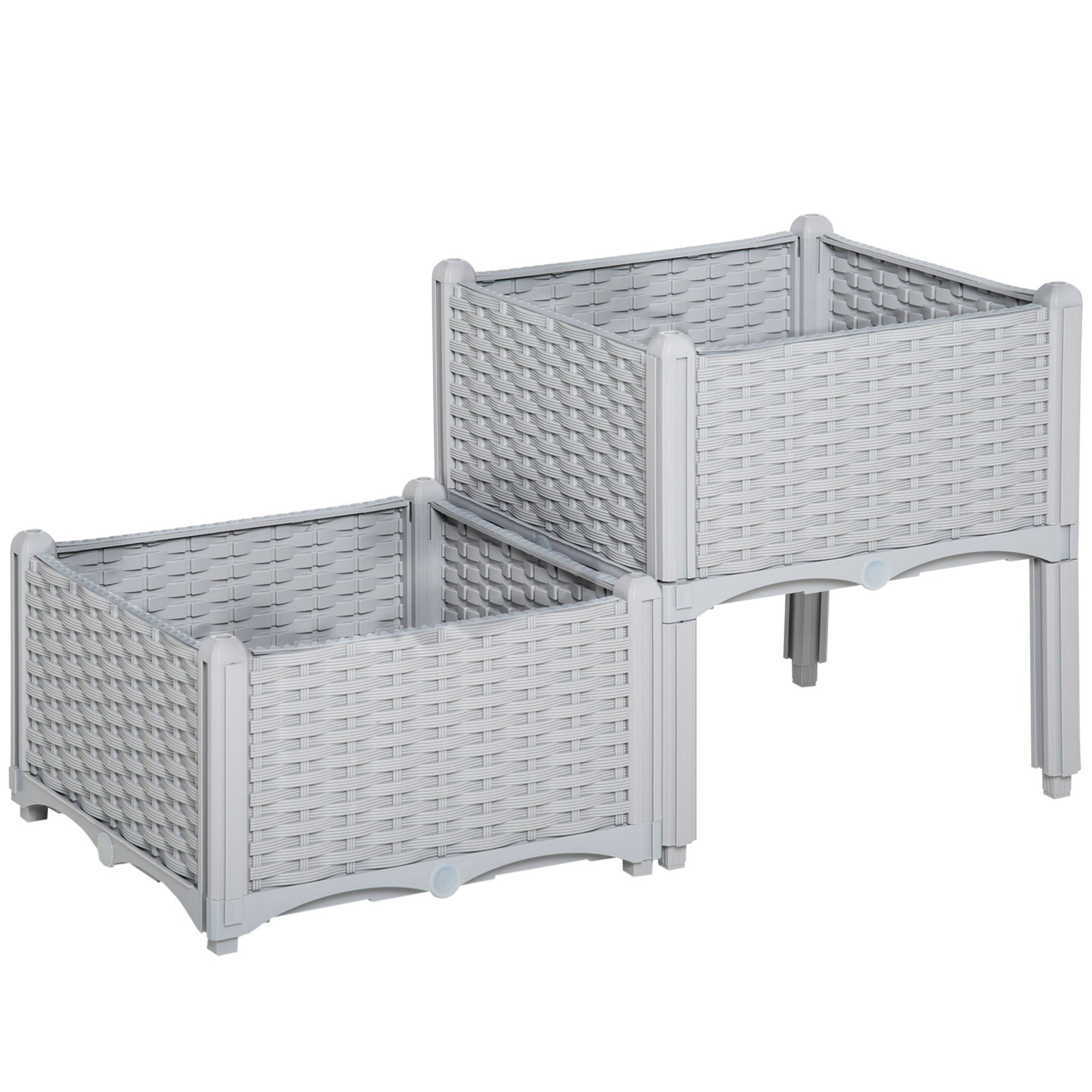 2-Piece Raised Garden Bed With Legs, Self-Watering Planter Box Raised Bed To Grow Flowers - Outdoor Chilling