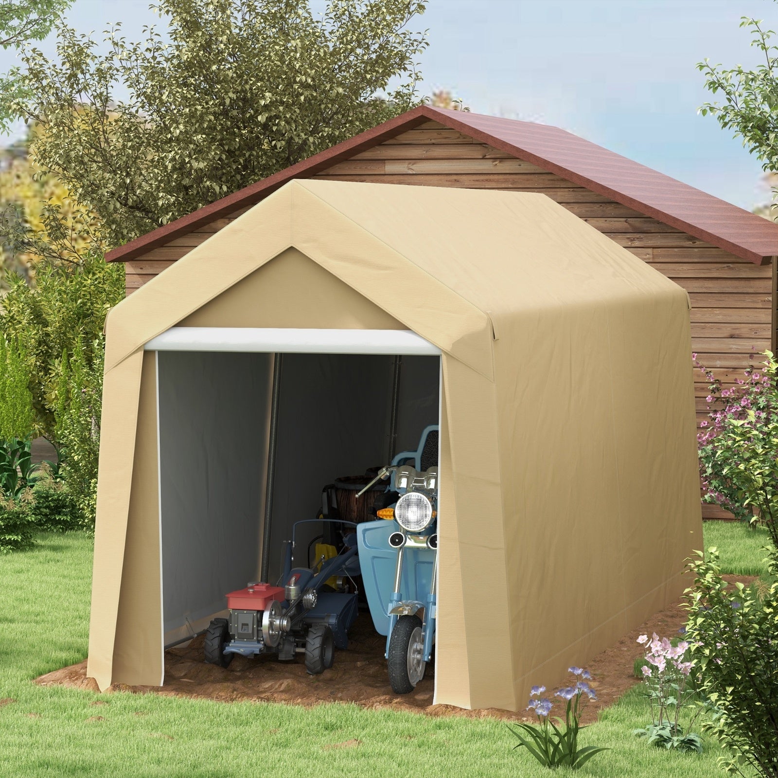 Outsunny 7' X 12' Garden Storage Tent, Heavy Duty Outdoor Shed, Waterproof Portable Shed Storage She - Outdoor Chilling