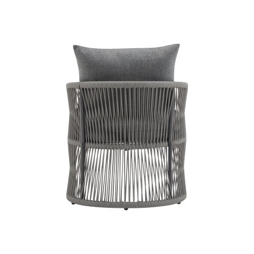 Set Of 2 Modern Gray Curved Aluminum Lounge Chair With Stylish Rope-Weave Design And Cushioned Comfort, Perfect For Outdoor Living - Outdoor Chilling