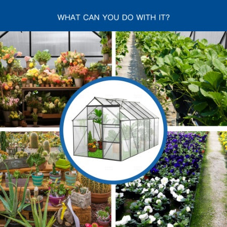 6x12 FT Polycarbonate Greenhouse Raised Base And Anchor Aluminum Heavy Duty Walk-in Greenhouses For Outdoor Backyard In All Season,Black - Outdoor Chilling