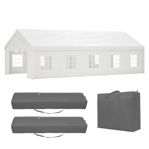 16x32FT Party Tent Heavy Duty, Large Wedding Event Shelters With 3 Storage Bags & Removable Sidewalls, Outdoor Canopy Gazebo Commercial Tents For Parties Carport Camping Garden Patio - Outdoor Chilling