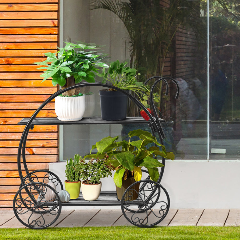 Heavy Duty Metal Flower Cart Plant Stand - Outdoor Chilling