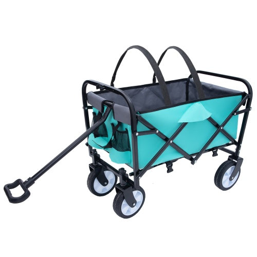 Minimeetall Strap Collapsible Foldable Wagon Cart With Strapping System, Beach Wagon, Utility Cart, Utility Wagon Grocery Cart For Camping Shopping Sports Gardening Fishing Supports 225lbs - Outdoor Chilling