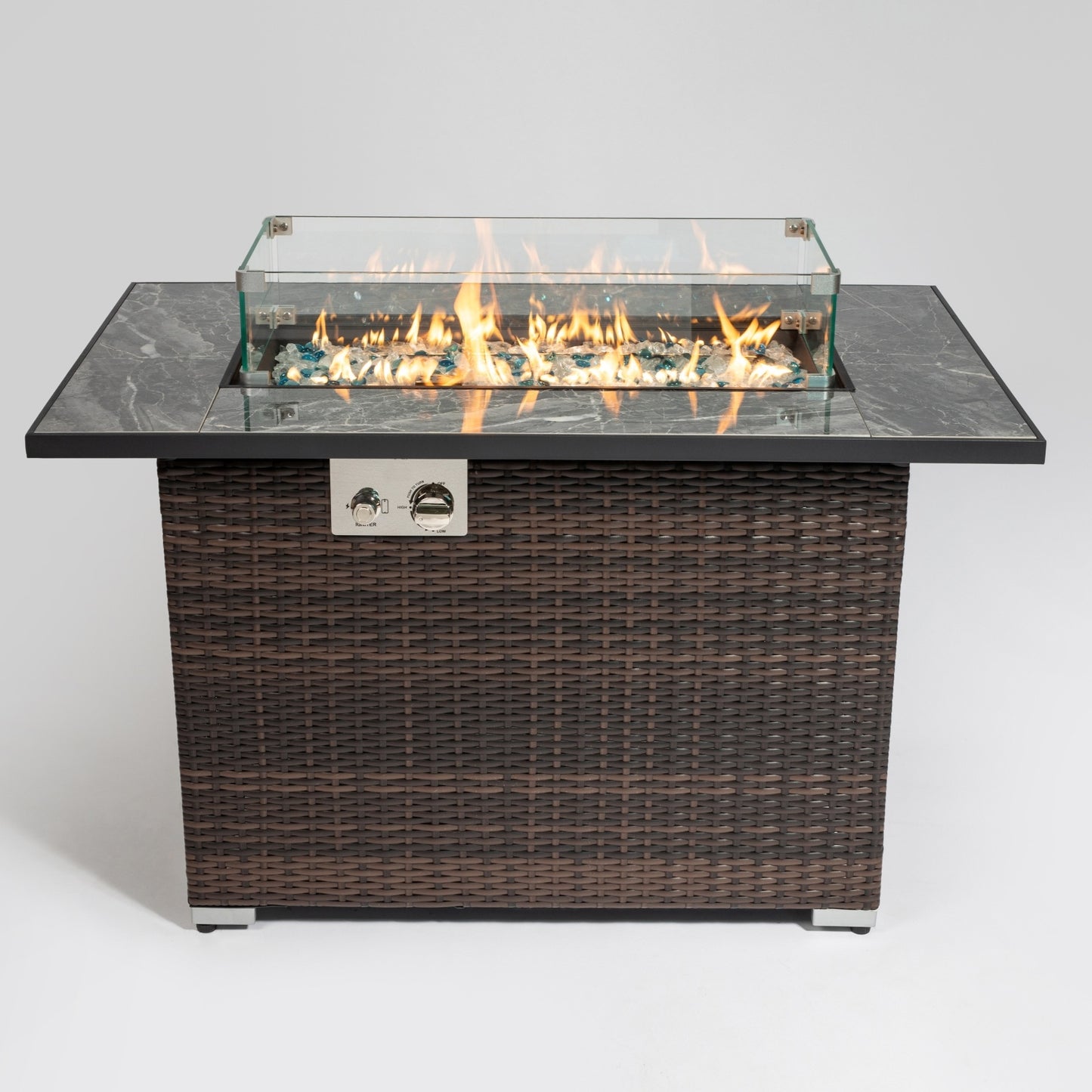 44 Outdoor Propane Fire Pit Table, Ceramic Tabletop Gas Fire Table - Outdoor Chilling