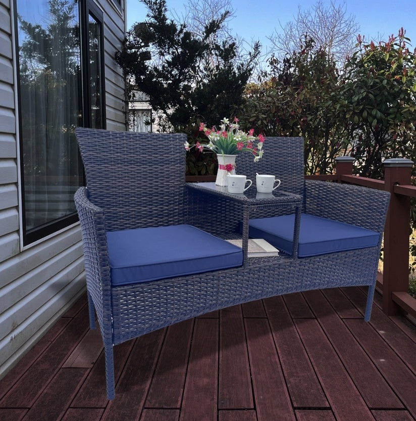 Wicker Patio Conversation Furniture Set, Outdoor Furniture Set With Removable Cushions & Table, Temp - Outdoor Chilling