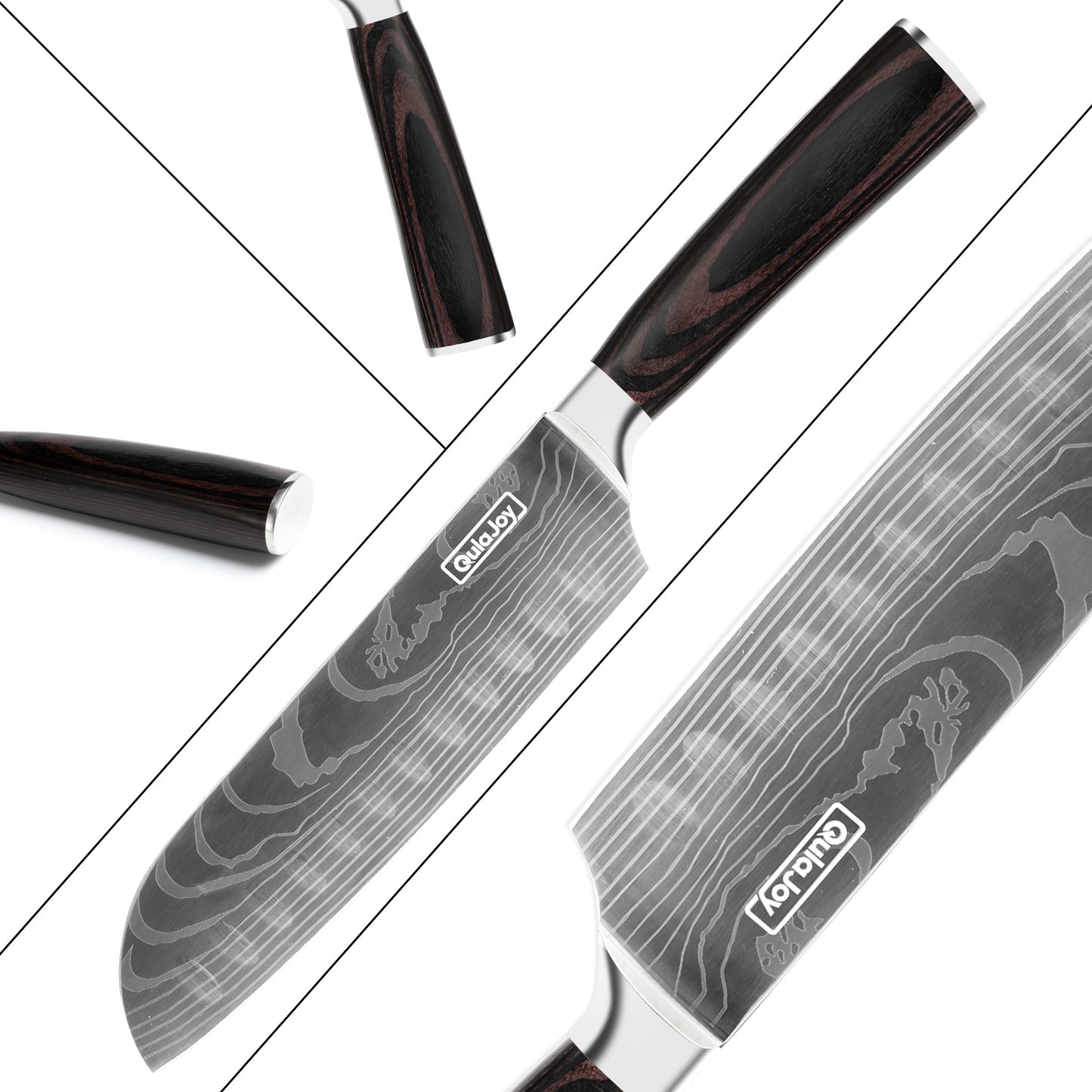 Qulajoy Santoku Knife, High Carbon Stainless Steel Chef Knife Japanese Kitchen Knives With Ergonomic Pakkawood Handle, Chopping Knife For Home Kitchen Cooking - Outdoor Chilling