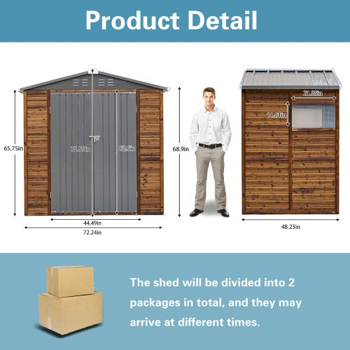 4x6FT Iron-Wood Combination Tool Shed A Perfect Blend Of Nature And Functionality - Outdoor Chilling