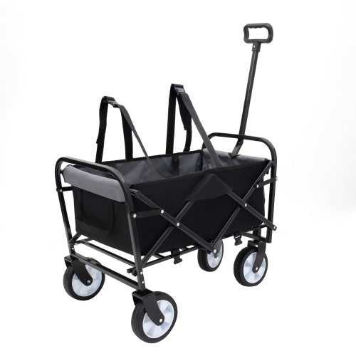 Minimeetall Strap Collapsible Foldable Wagon Cart With Strapping System, Beach Wagon, Utility Cart, Utility Wagon Grocery Cart For Camping Shopping Sports Gardening Fishing Supports 225lbs - Outdoor Chilling