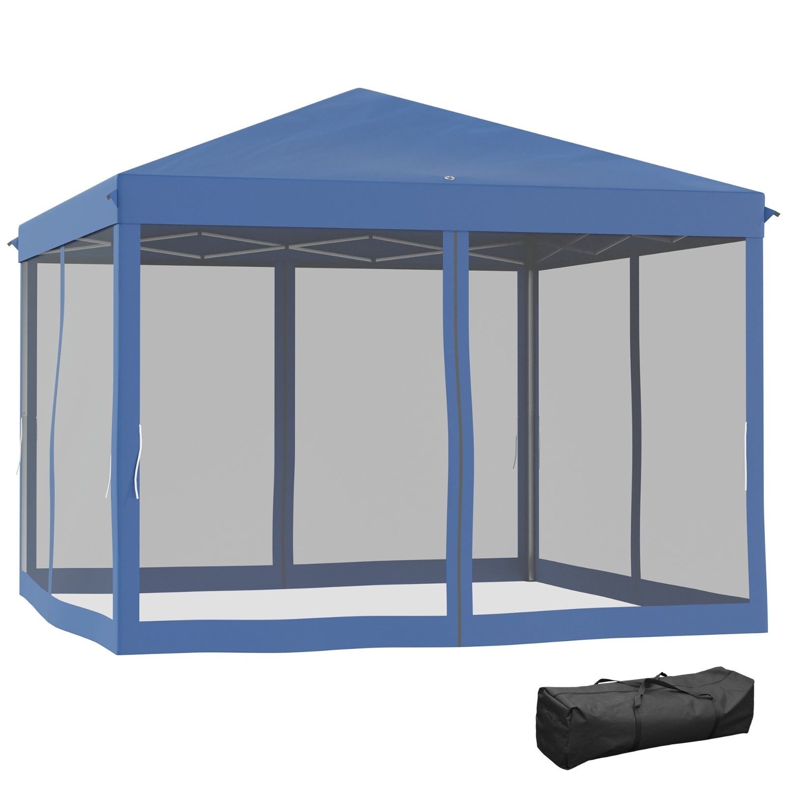 Outsunny 10' X10' Pop Up Canopy Tent With Netting, Instant Gazebo, Ez Up Screen House Room With Car - Outdoor Chilling
