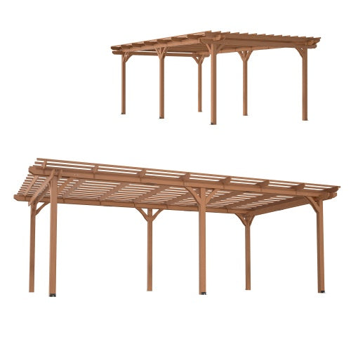 12 X 16 Outdoor Gazebo Wooden Grape Pergola For Climbing Plant Support, Garden, Terrace, Backyard, Deck, Brown - Outdoor Chilling