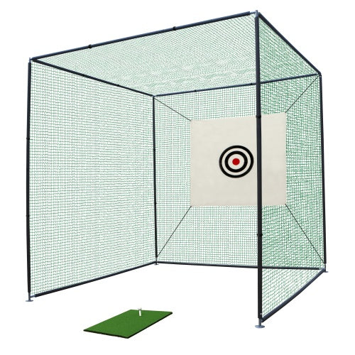 10X10X10FT Golf Practice Net Cage W Metal Frame Hitting Net Kit Indoor Outdoor - Outdoor Chilling