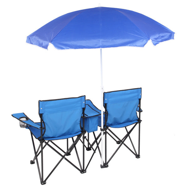 Outdoor Beach Fishing Chair With Umbrella In Blue - Outdoor Chilling