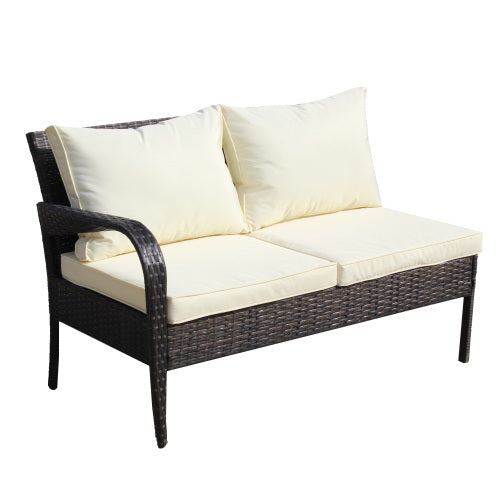 4 Piece Patio Sectional Wicker Rattan Outdoor Furniture Sofa Set With Storage Box Brown - Outdoor Chilling