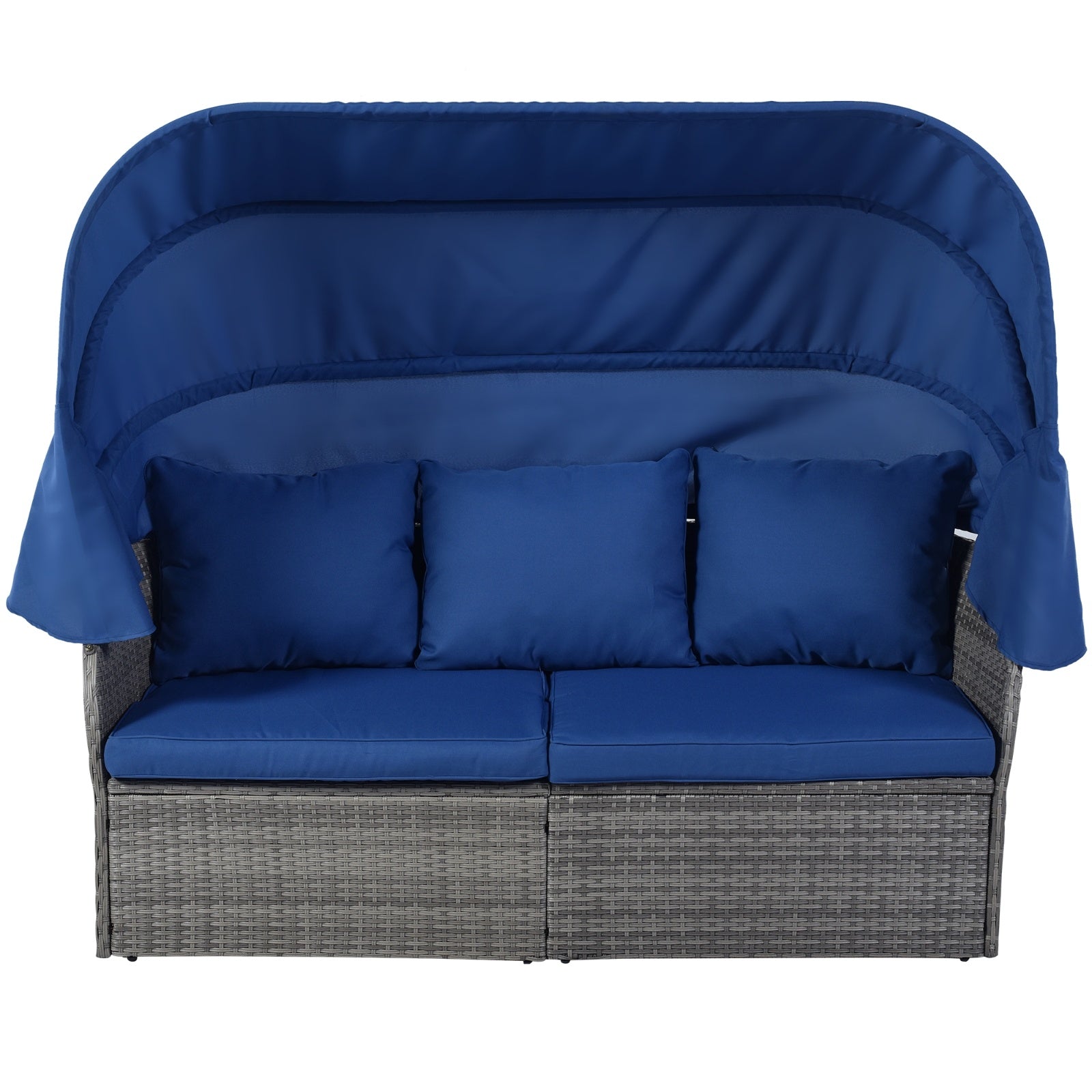 U STYLE Patio Furniture Set Daybed W Retractable Canopy Wicker - Outdoor Chilling