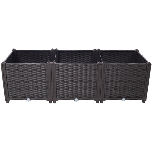 Deep Raised Garden Bed Plastic Planter Boxes For Vegetables Flowers Herbs And Succulents,Self-Watering Planter Box Raised Bed To Grow Flowers, Herbs & Vegetables, 47.2 L X 15.7 D X 14.7 H