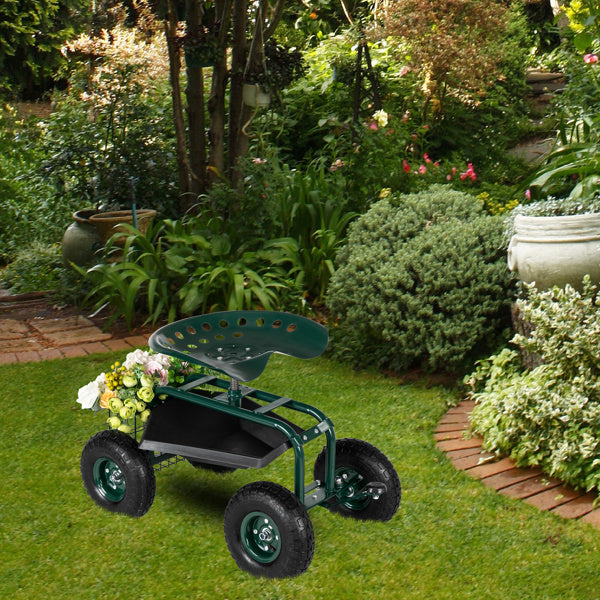 Deep Green Short Handle Garden Seat Car - Outdoor Chilling