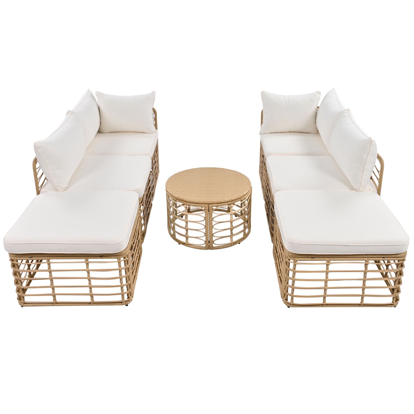 GO 7 Pieces Outdoor Patio Furniture, All-Weather Rattan Sectional Sofa Set With Thick Cushions And P - Outdoor Chilling