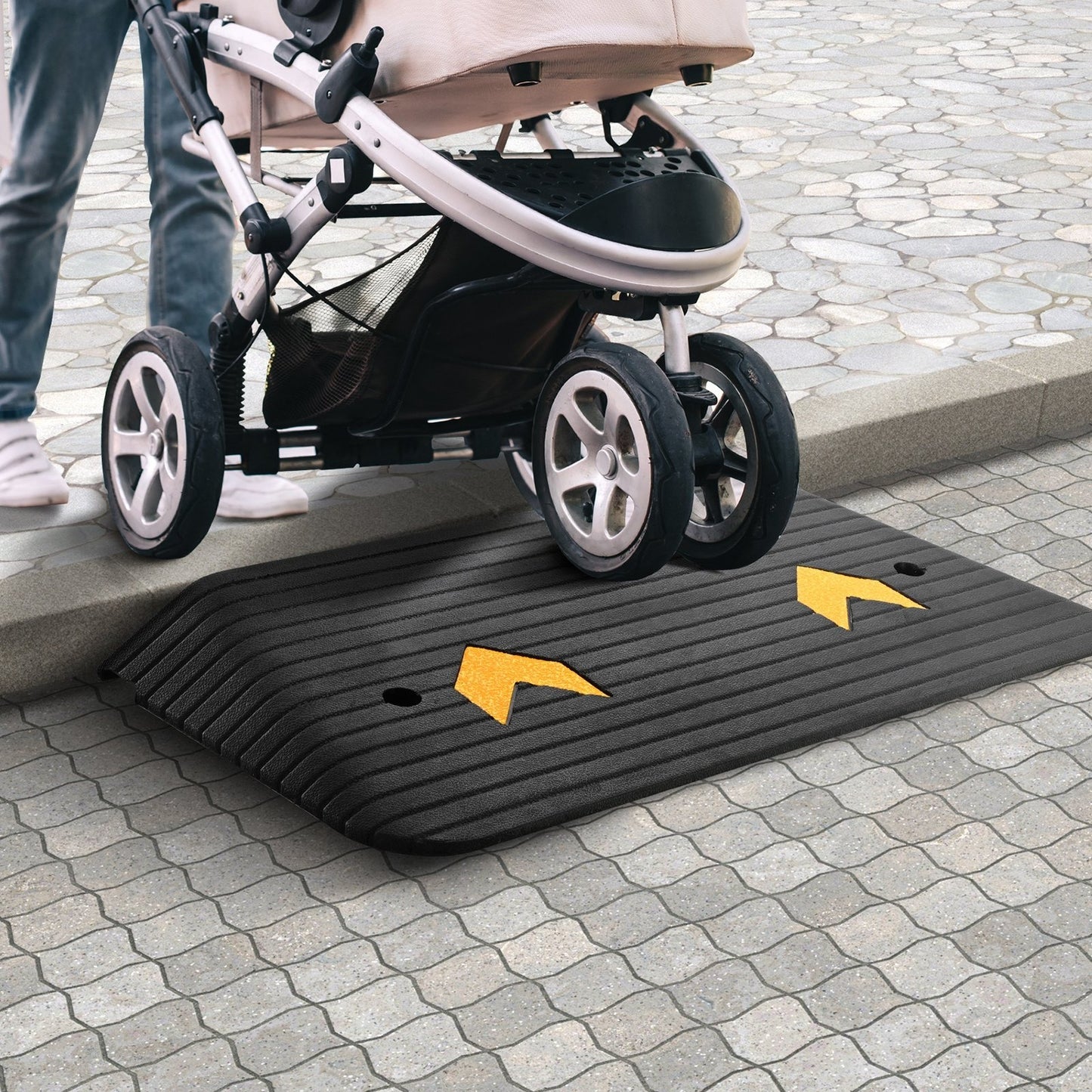 Upgraded 3inch Natural Rubber Threshold Ramp - Heavyduty Anti Slip Design With Single Drain Sink Supports Up To 33000 Pounds, Not Available On Weekends, Banned From Amazon