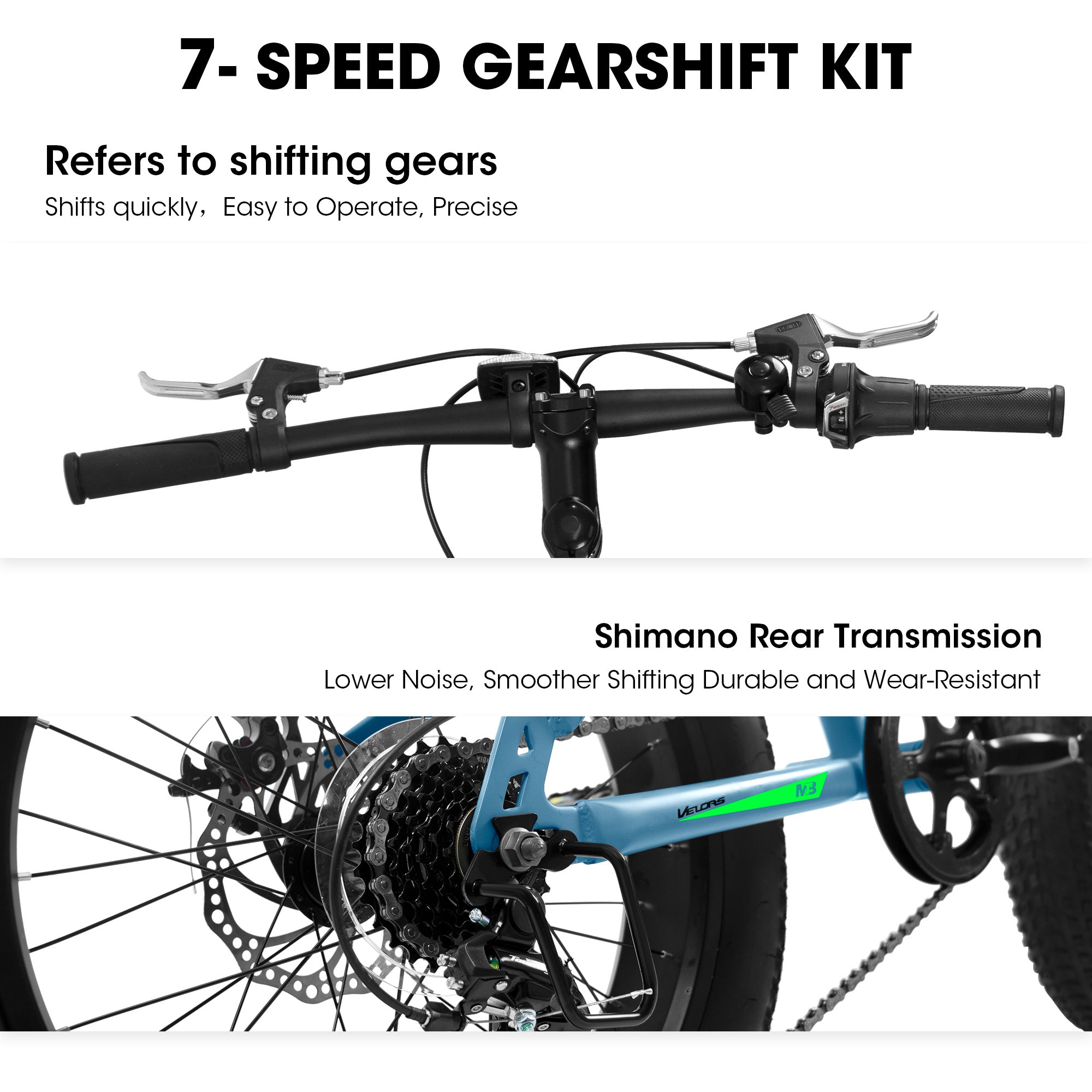 V20235 20 Inch Fat Tire Bike 7 Speed Mountain Bike, Dual Disc Brakes, High Carbon Steel Frame, Front Suspension, Mountain Buggy, City Commuter City Bike, Fat Tire Bike - Outdoor Chilling