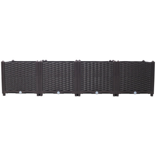 Deep Raised Garden Bed Plastic Planter Boxes For Vegetables Flowers Herbs And Succulents, Self-Watering Planter Box Raised Bed To Grow Flowers, Herbs & Vegetables, 63 L X 15.7D X 14.7 H