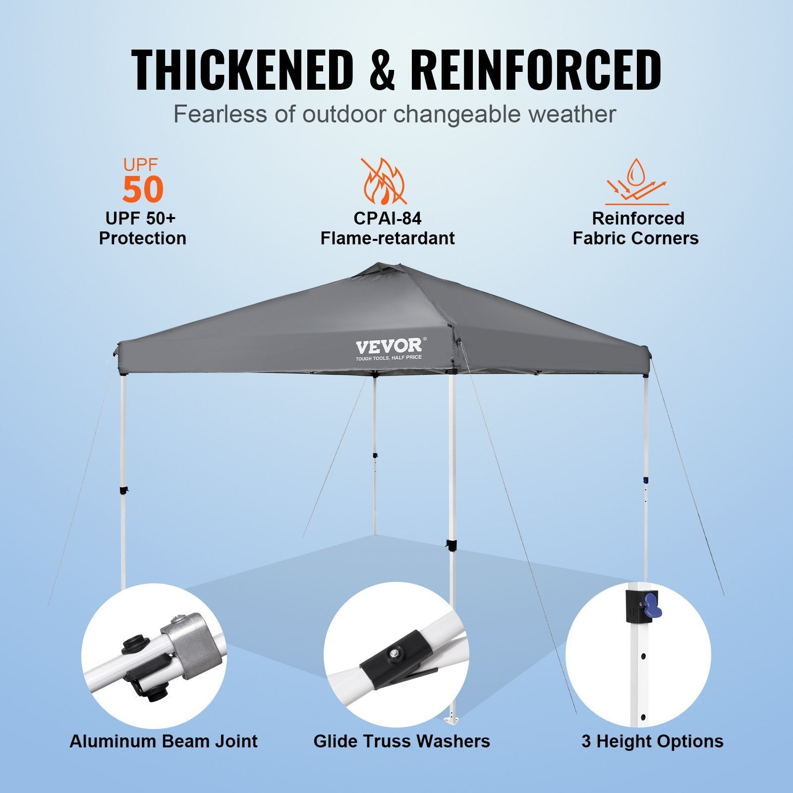 VEVOR Pop Up Canopy Tent, 10 X 10 Ft, 250 D PU Silver Coated Tarp, With Portable Roller Bag And 4 Sandbags, Waterproof And Sun Shelter Gazebo For Outdoor Party, Camping, Commercial Events, Dark Gray - Outdoor Chilling