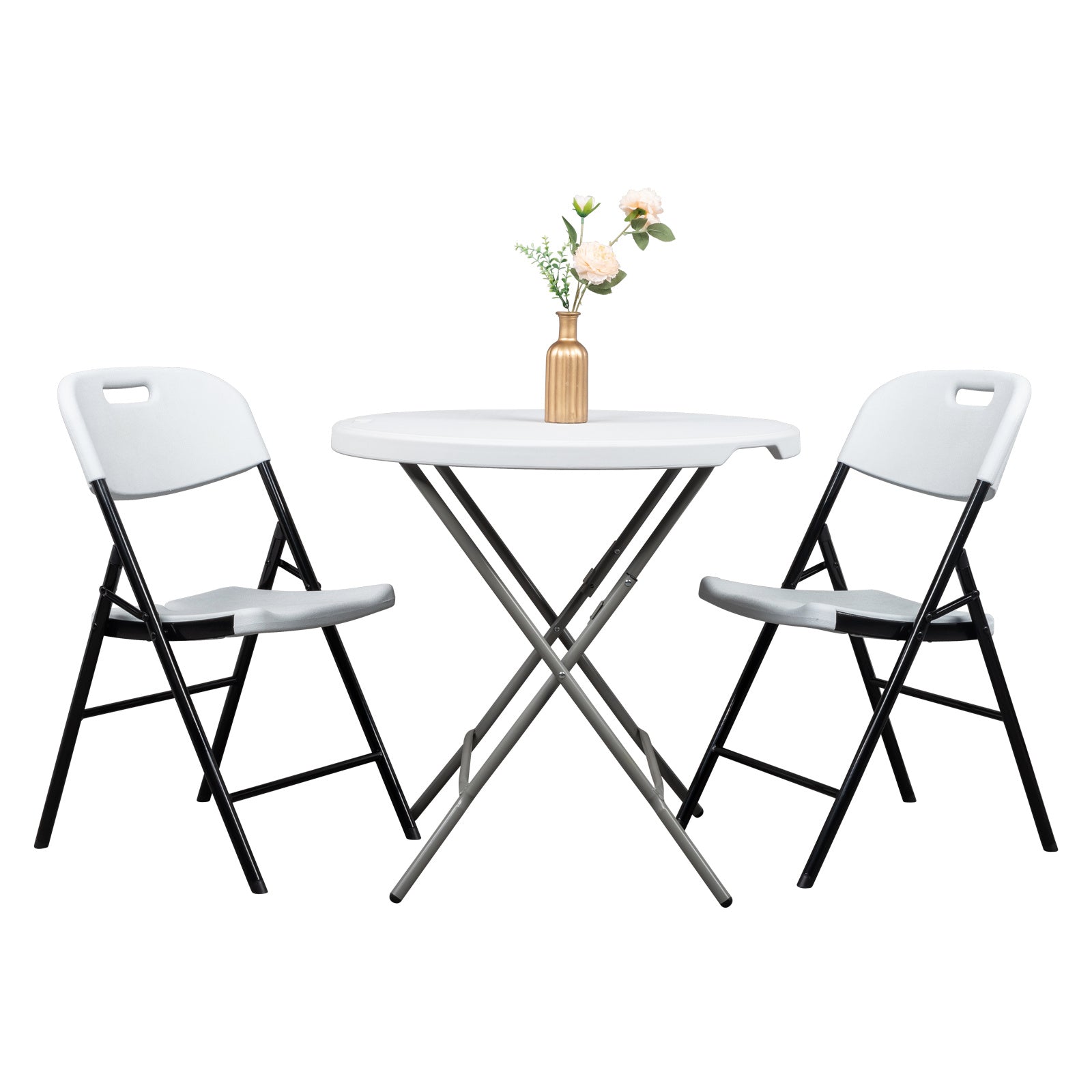 6pcs White Blow Molded Curved Back Seat Plastic Folding Chair For Courtyard - Outdoor Chilling