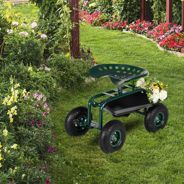 Deep Green Short Handle Garden Seat Car - Outdoor Chilling