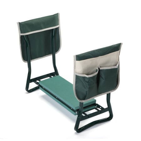 Outdoor 2-in-1 Garden Stool And Kneeler, Garden Bench With Tool Bags, Kneeling Pad, Gift For Parent, Portable, Green - Outdoor Chilling