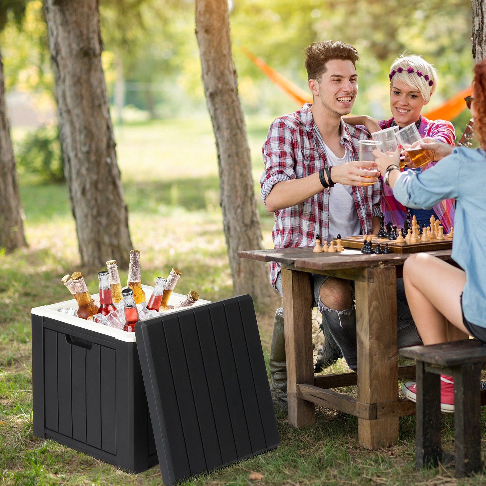 10 Gallon Cooler Side Table, Multi-purpose Ice Cooler Outdoor Cocktail Side Table For Camping, Picnic, Beach, Pool, Party - Outdoor Chilling